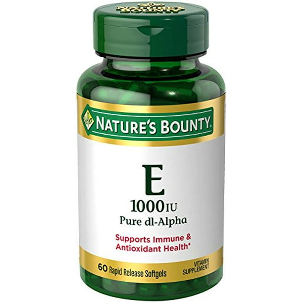 2 Pack Nature's Bounty Vitamin E 1000 IU Pure dlAlpha, 60 Softgels