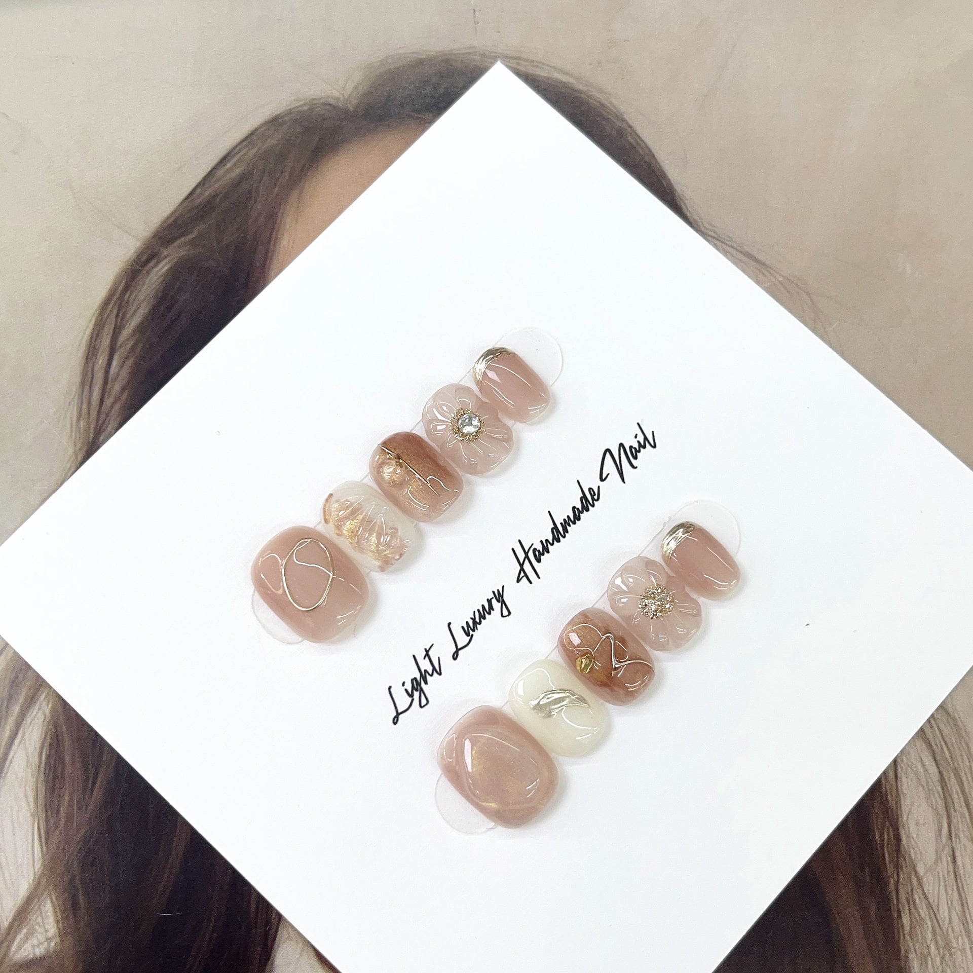 Cute styling glue small short armor hand-worn nail piece light luxury pure handmade high quality control nail