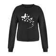 thumbnail image 3 of Zip Up Hoodie Women Fall Comfy Crew Neck Long Sleeve Blouson Cold Shoulder Butterfly Print Polyester Hoodies Sweatshirts(Black,XL), 3 of 4