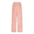 thumbnail image 4 of Women's Fashionable Loose-Fit Trousers Sporty Fleece-Lined Solid-Colour Long Trousers for Warm and Stylish Everyday Use,Pink,2XL, 4 of 7