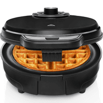 Chefman Anti-Overflow Belgian Waffle Maker w/ Shade Selector, Non-Stick Plates - Black, New