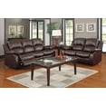 thumbnail image 4 of Modern Brown Bonded Leather Double Reclining Sofa 83" x 36.5" x 38.5"H, 4 of 10
