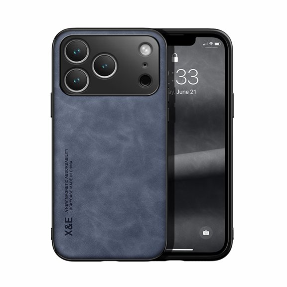 TECH CIRCLE Compatible with iPhone 17 Pro Max Suede Leather Magnetic Case,Slim Soft TPU Bumper,Compatible with Magsafe,Comfort Grip,Shockproof Protective Anti-Drop Cover,Blue
