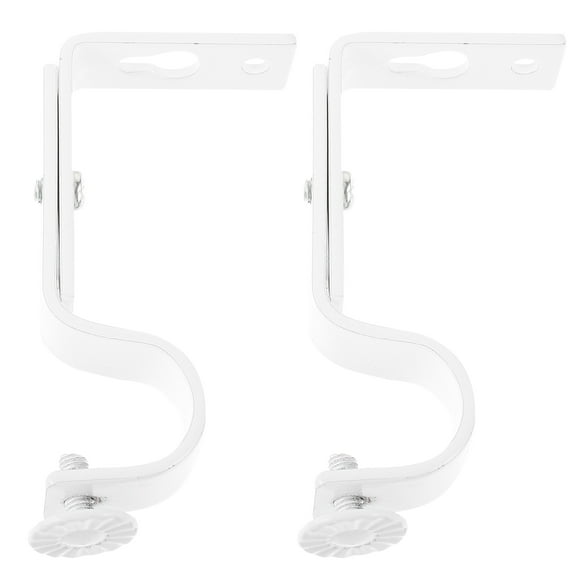 HEATSHAKING 2Pcs White Iron Curtain Rod Brackets with Adjustable Function for 18-22mm Rod Diameter