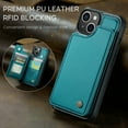 thumbnail image 6 of Mantto Case for iPhone 15 Plus with Card Holder, Retro PU Leather RFID Blocking Credit Card Slots Double Magnetic Clasp Flip Kickstand Shockproof Phone Cover for iPhone 15 Plus,Blue, 6 of 9
