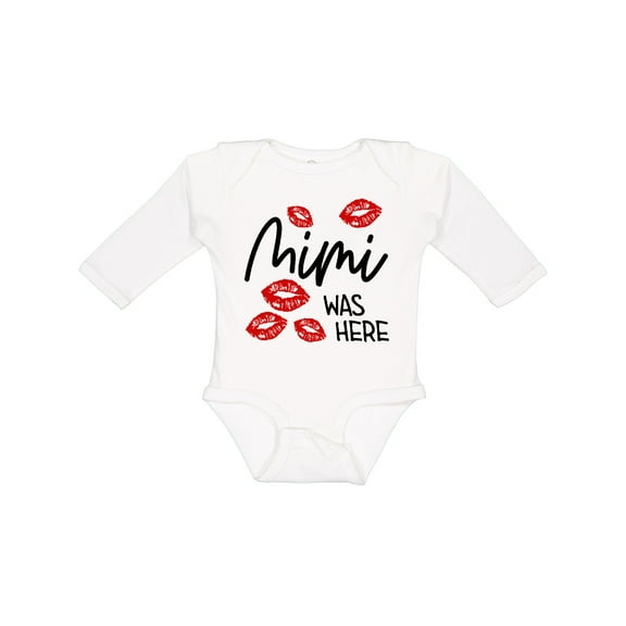 Inktastic Mimi Was Here Red Kisses Boys or Girls Long Sleeve Baby Bodysuit