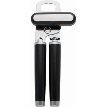 Xrgnb Classic Manual Can Opener, with Bottle Opener & Soft Ergonomic Handles, Black