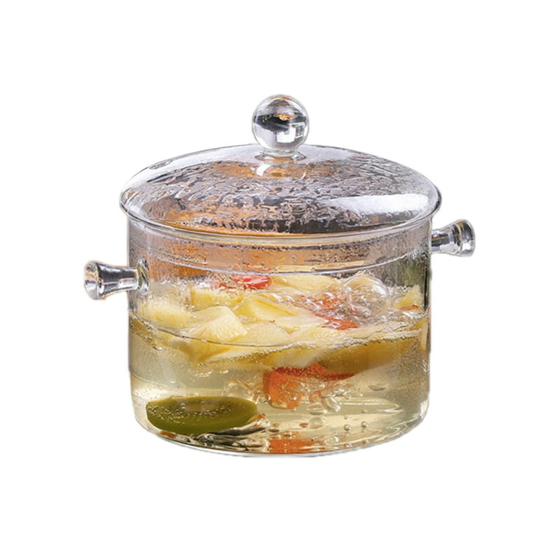 Transparent Glass Soup Pot With Lid Kitchen Cookware Set Nonstick