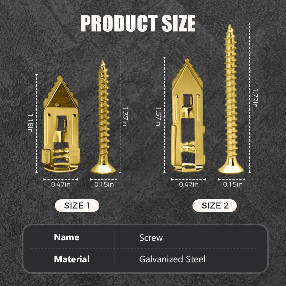 Self Drilling Drywall Anchors with Screws Kit, Upgraded Self-Drilling Anchors Screws, Direct Insertion Expansion Screw Easy Application No Drill or Holes in Wall (A-10Pcs, 0.47 * 1.37 inches)