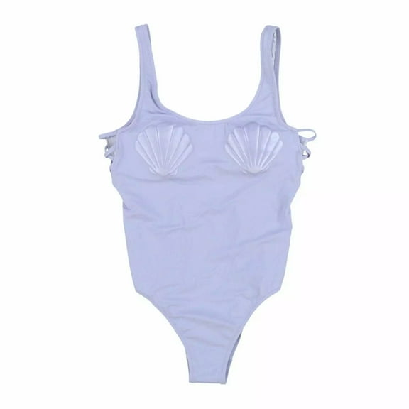 Victoria's Secret One Piece Bathing Suit Seashell Graphics (Large, Blue)