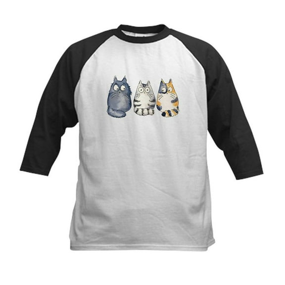 CafePress - Three 3 Cats Kids Baseball Jersey - Kids Cotton Baseball Jersey, 3/4 Sleeve Shirt