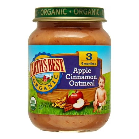Earth's Best Organic Baby Food, Stage 3 Apple Cinnamon Oatmeal, 6 (Best Formula For Babies That Throw Up)