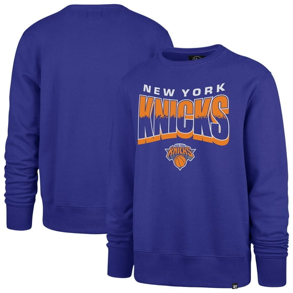 Unisex '47  Blue New York Knicks Brush By Headline Crewneck Sweatshirt