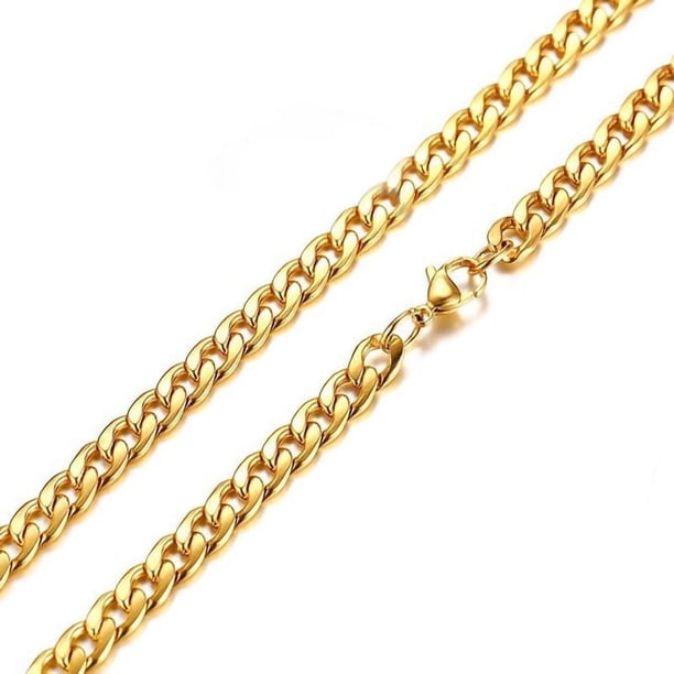 Collar de hip-hop de acero inoxidable y titanio para hombre, cadena gruesa y ancha y plana