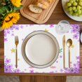thumbnail image 4 of Purple Pink Floral Placemats Set of 12, Farmhouse Antlers Flowers Abstract Placemats for Dining Table, Place Mats for Kitchen Tabletop, Waterproof Wipeable Dining Table Mats Set, 4 of 9