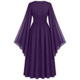 thumbnail image 4 of Huowey Halloween Costumes For Women Medieval Witch Gothic Dresses Flowy Fancy Cosplay Party Gown V-Neck Long Sleeve Elegant Halloween Dress,Purple,XXL, 4 of 4