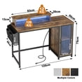 thumbnail image 2 of GUNAITO 47 Inch Gaming Desk with LED Lights and Power Outlet, Computer Desk with Glass Storage Shelves and Monitor Stand, Rustic Brown, 2 of 8