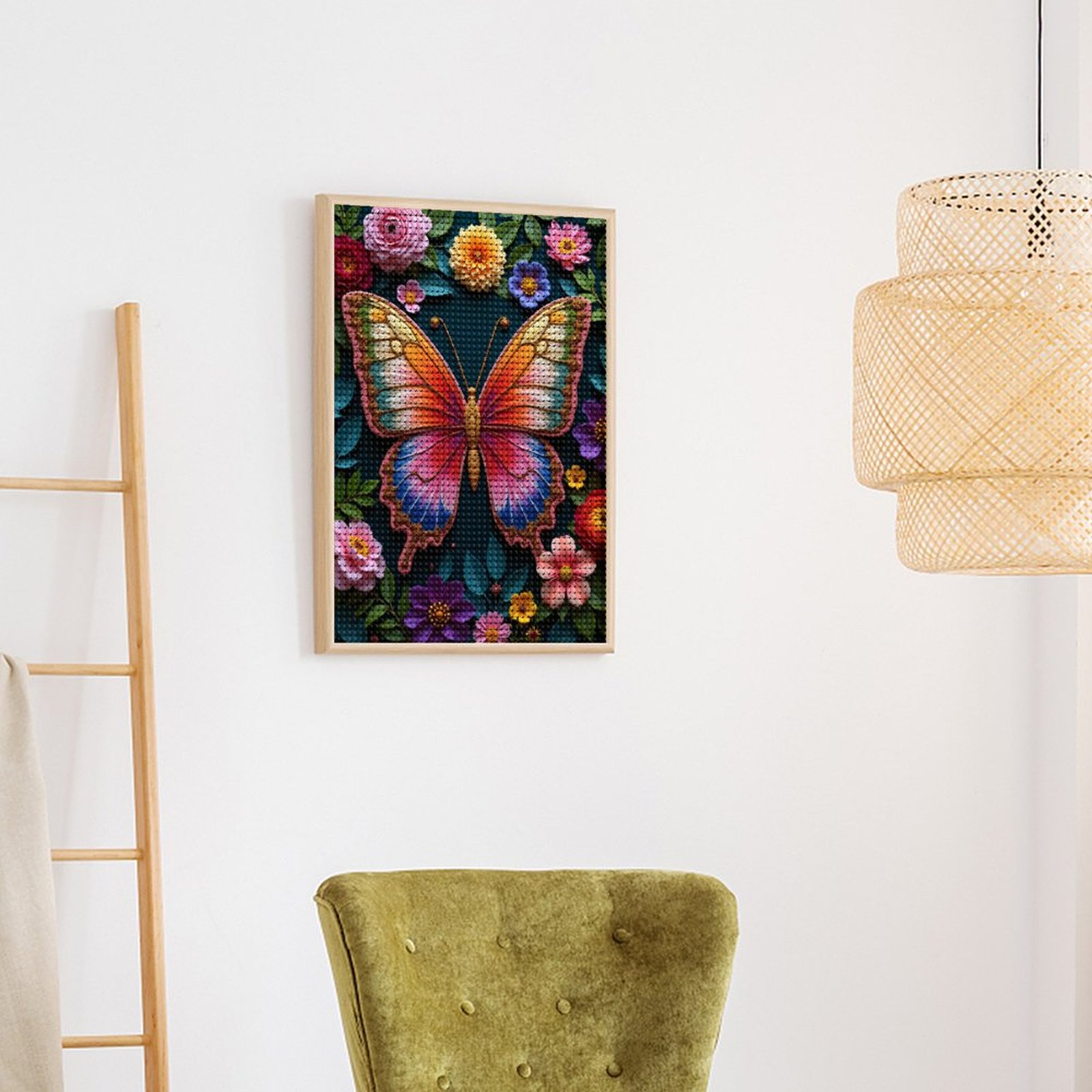 Diamond Art Kits for Adults, Colorful Butterfly Floral Nature Art 5D Diamond Painting Kits for Adults Beginners, DIY Full Drill Diamond Painting, Gem Art and Crafts 12x16