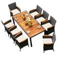 thumbnail image 2 of Costway 9PCS Patio Rattan Dining Set Mix Gray Acacia Wood Table Cushioned Chair, 2 of 9