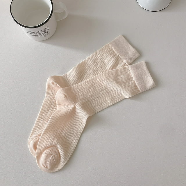 Socks Woman Middle Tube Solid Color Casual Summer Thin Mesh Breathable Socks for Women Pink One Size