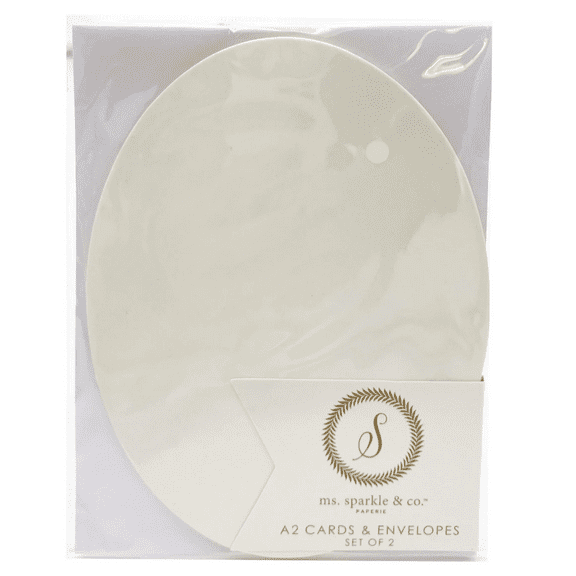 Oval Shaped Notecard Set, 2 Extra Thick Cards, Envelopes, High Quality Durable Cardstock, Smooth Surface for Easy Writing, Self Adhesive Envelopes, Unique Design for Weddings, Everyday Use