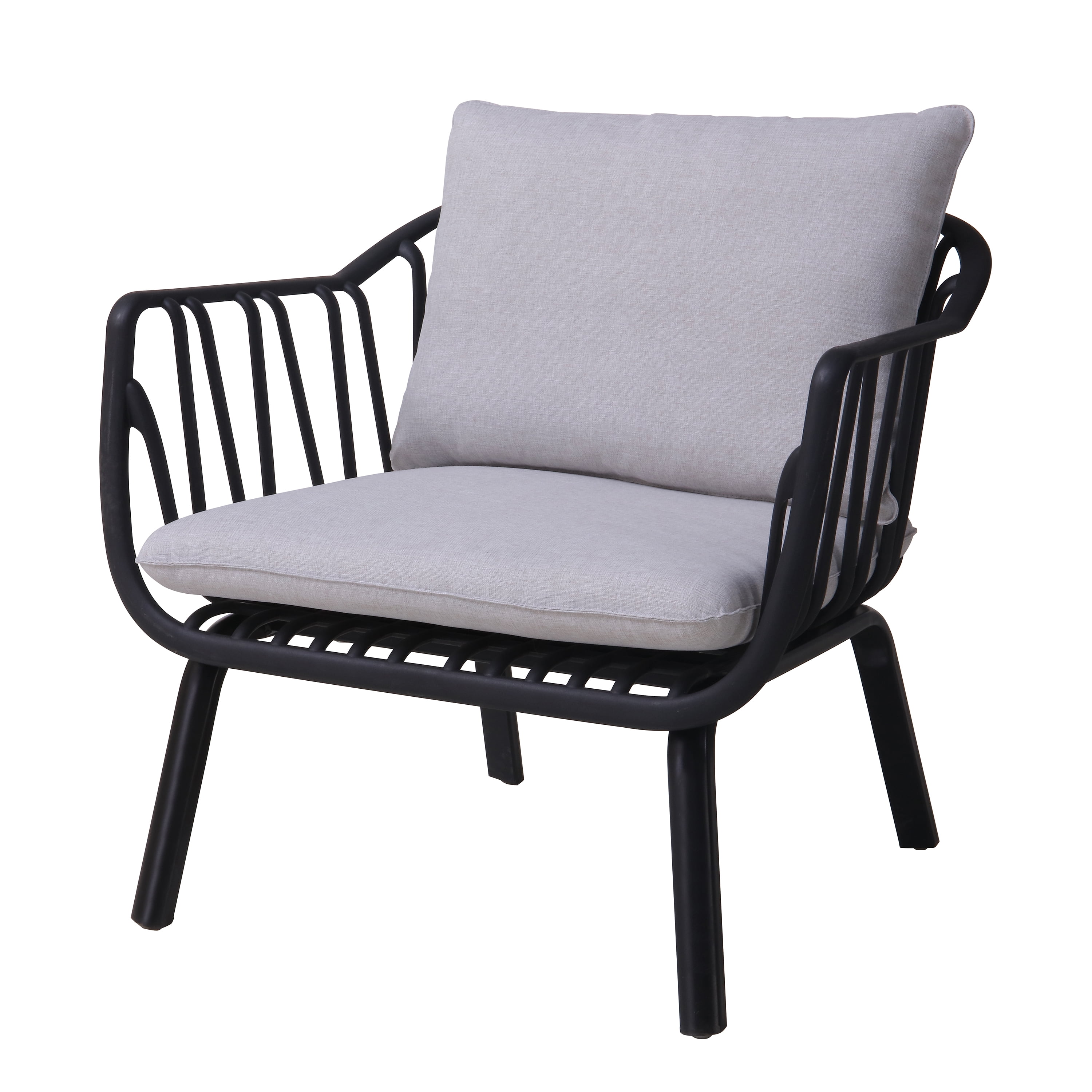 Outdoor PP Frame Patio Club Chairs Set of 2 for Patio Balcony Garden, Black