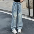 thumbnail image 2 of Baggy Jeans for Girls Casual High Waisted Wide Leg Ripped Pants Back To School Clothes Girls Pants Size 6-16 Years, 2 of 5