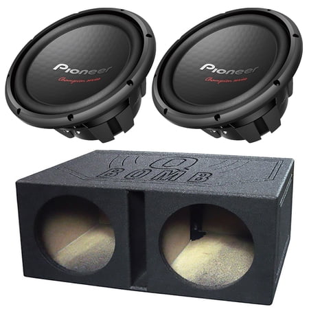 2-Pc. Pioneer TS-W312D4 12" Car Dual 4-ohm Subwoofer + QPower QBOMB 12" Dual Subwoofer Enclosure Box Bundle