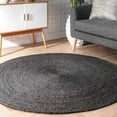 thumbnail image 2 of Handmade Braided Natural Pure Black Jute Round Rugs Size 5 x 5 Feet Round, 2 of 4