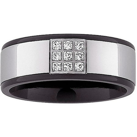 Men's 8mm CZ Two-Tone Band in Stainless Steel