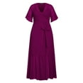 thumbnail image 3 of City Chic Women's Plus Size Flutter Wrap Maxi Dress V Neck Elbow Flutter Sleeves, 3 of 4
