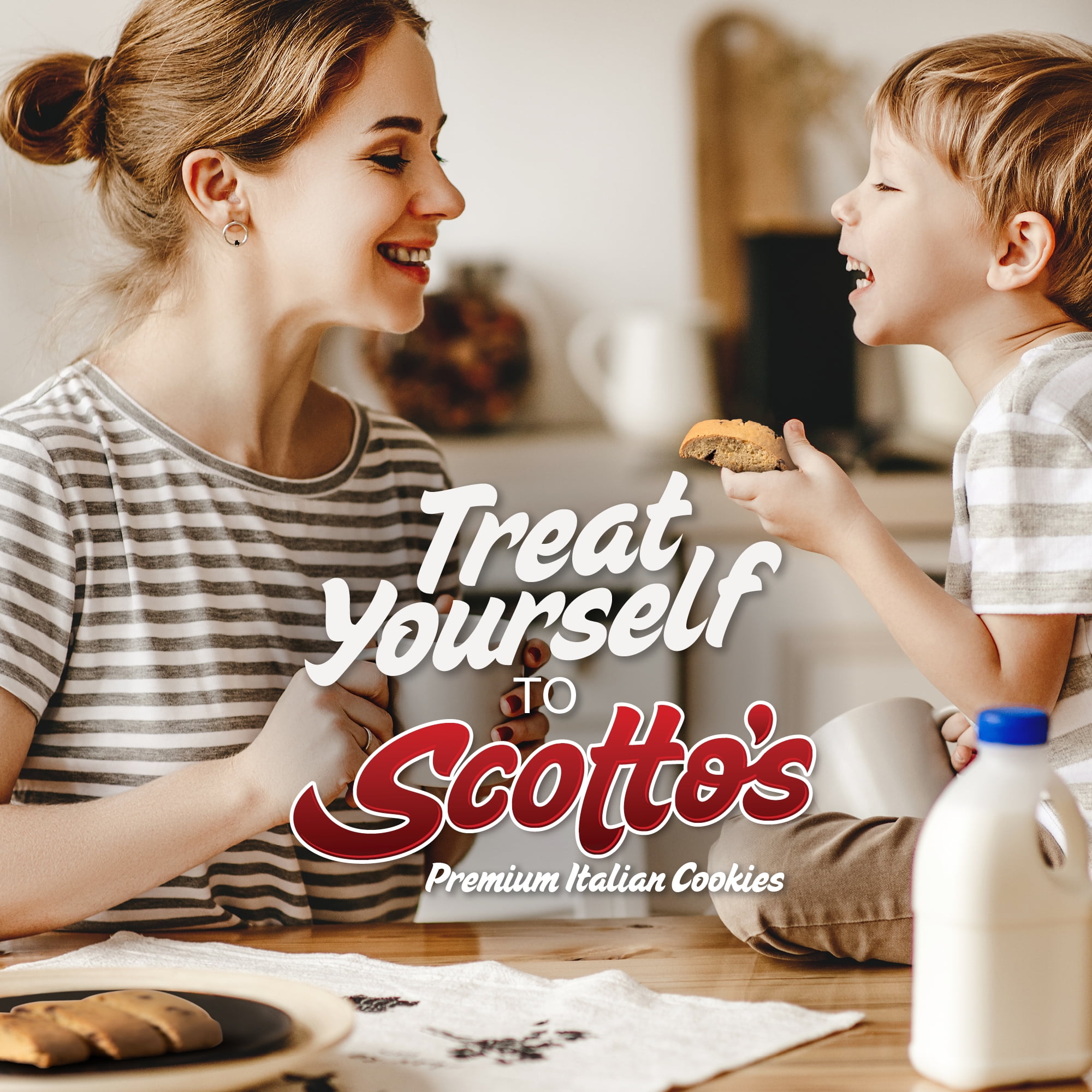 Scotto's Biscotti Italian Cookies Pack of 24 , Chocolate Chip Biscotti Individually Wrapped Ready to Eat Snack