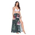 thumbnail image 2 of FORMRS Womens Long Sarong Beach Wrap Semi-Sheer Bikini Skirt Bathing Swimsuit Cover Up, Green Christmas Hats, 2 of 7