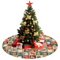 thumbnail image 3 of Christmas Tree Skirt,Multicolor Christmas Pattern Christmas Tree Decor with Red Ribbon Ties,Round Shape,Christmas Decorations for Home 48"x48", 3 of 7