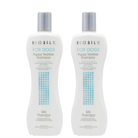 BioSilk for Dogs Silk Therapy Puppy Tearless Shampoo for Dogs | Best Shampoo for Puppies and Great for All Dogs | 12 Oz Bottle of Dog Shampoo - 2 Pack