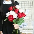 thumbnail image 4 of Artificial Silk Flowers Realistic Roses Bouquet Long Stem for Home Wedding Decoration Party, 4 of 8