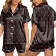 thumbnail image 2 of Wangmeiwg Women's Pajama Sets Womens Satin Pajama Set Two Piece Sleepwear Loungewear with Elegant Button Down Shirt Comfortable Nightwear Outfit XXL Black, 2 of 5