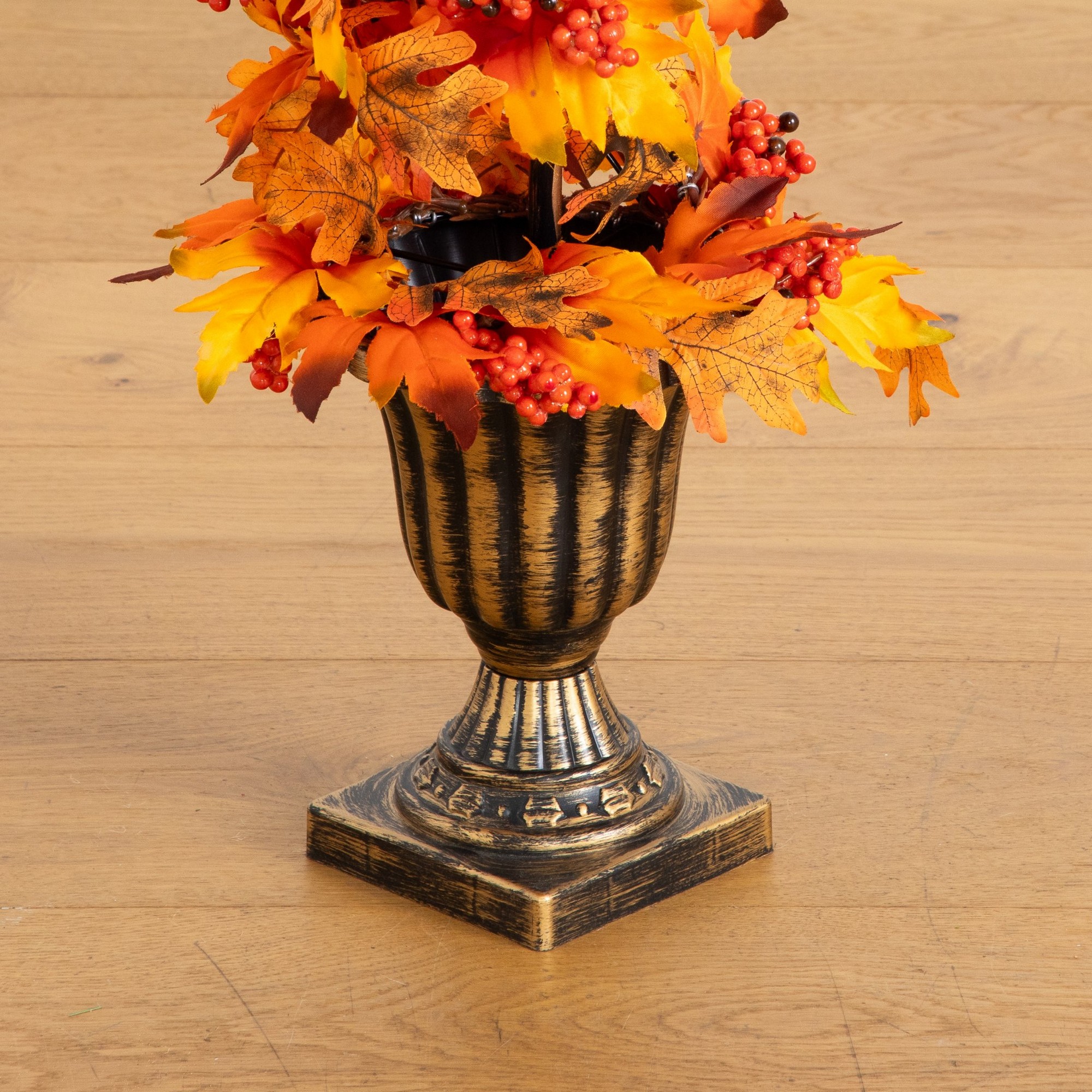 3ft. Autumn Maple Artificial Fall Spiral Tree with Berries in Decorative Urn