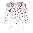 thumbnail image 5 of Odbmxy T-Shirts Womens Plus Size Independence Day 3/4 Sleeve Shirts for Women Casual Vacation Regular Graphic Tops,Red M, 5 of 6