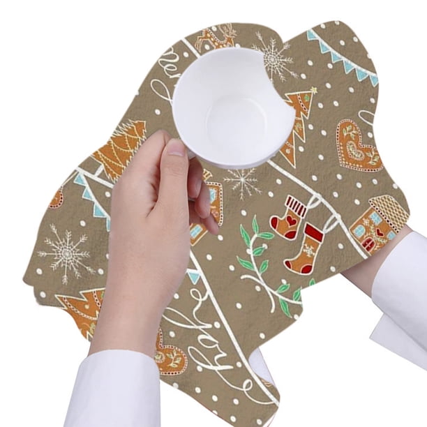 Aparatos de cocina, accesorios de cocina, toalla navideña de doble cara con lentejuelas bordadas, árbol de Navidad, copos de nieve, toalla espesa con absorción de agua, regalo navideño, toallas de coc