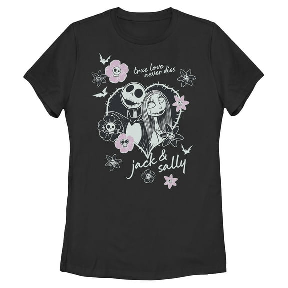 Womens The Nightmare Before Christmas Jack and Sally True Love Never Dies T Shirt