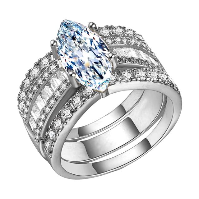 Anillo de joyería con incrustaciones Señoras Anillo Regalo Tres-en-uno Diamantes de imitación desmontable Anillos de 3 piezas