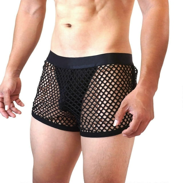 Sexy Men's Boxer Briefs Mesh Erotic Underwear Breathable Panties Sissy Lingerie
