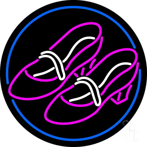 Pink Sandal Heels With Blue Border LED Neon Sign 26 x 26 - inches, Black Square Cut Acrylic Backing, with Dimmer - Bright and Premium built indoor LED Neon Sign for store interior Décor, Storefront.