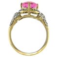 thumbnail image 2 of 14k Yellow Gold Natural Pink Topaz Ring Diamond Halo Oval 10x8mm, 1/2 inch wide, size 7, 2 of 4