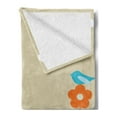 thumbnail image 2 of Animal Soft Flannel Fleece Throw Blanket, Bunny Watering the Dried Flowers Little Birdnd Clouds Pattern, Cozy Plush for Indoor and Outdoor Use, 50" x 60", White Tan and Blue, by Ambesonne, 2 of 5