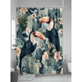 thumbnail image 5 of Fsddascl Parrot Tripical Shower Curtain Set - 48" x 72" Washable Bathtub Curtain with 12 Hooks, Green Coconut Tree Leaves Botanical Waterproof Fabric Stall Shower Curtains for Bathroom/Bathtub, 5 of 6