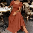 thumbnail image 6 of Atogsazn Women Square Neck Puff Sleeve Dress Smocked Tiered Maxi Dresses Flowy Ruffle A-Lined Sundress Red XXXL Fashion, 6 of 7