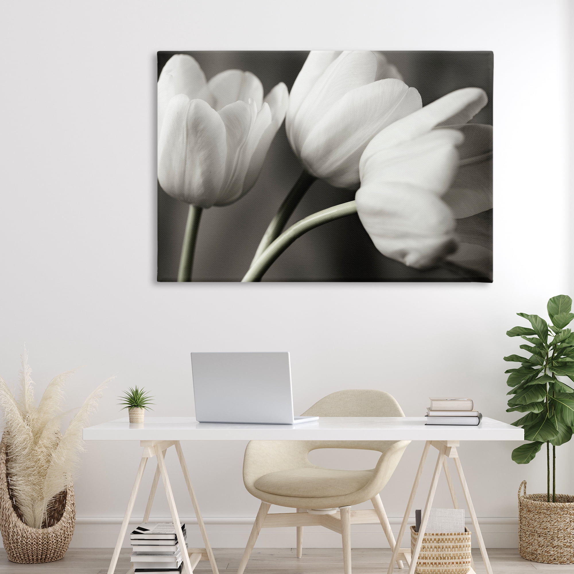 Stupell Industries Row Of Monochrome Tulips Canvas Wall Art, design by Tom Quartermaine