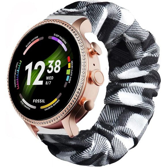 AIR-Compatible for Fossil Gen 6 Smartwatch Band, Fabric Elastic Scrunchie Elastic Replacement Straps Compatible for Fossil Gen 6 42mm / 44mm Smartwatch